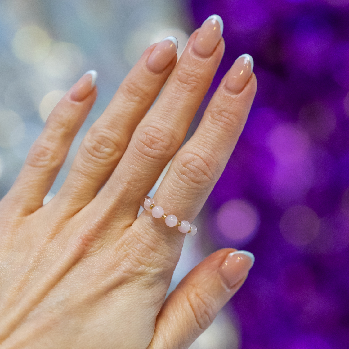 Ariel ring - Rosa kvarts krystal fra le mosch