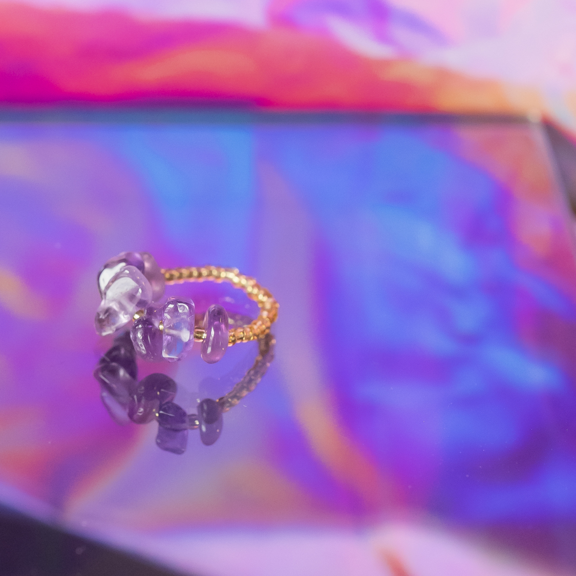 Ariel ring - Amethyst krystal sten fra le mosch
