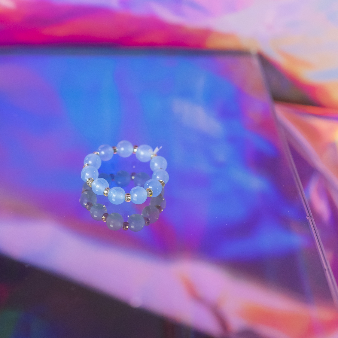 Ariel ring i Blå Jade krystal sten fra le mosch