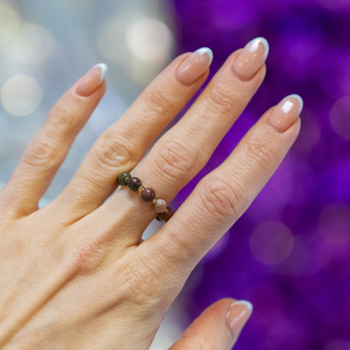 Ariel ring - Jaspis Picasso og Glasperler fra le mosch