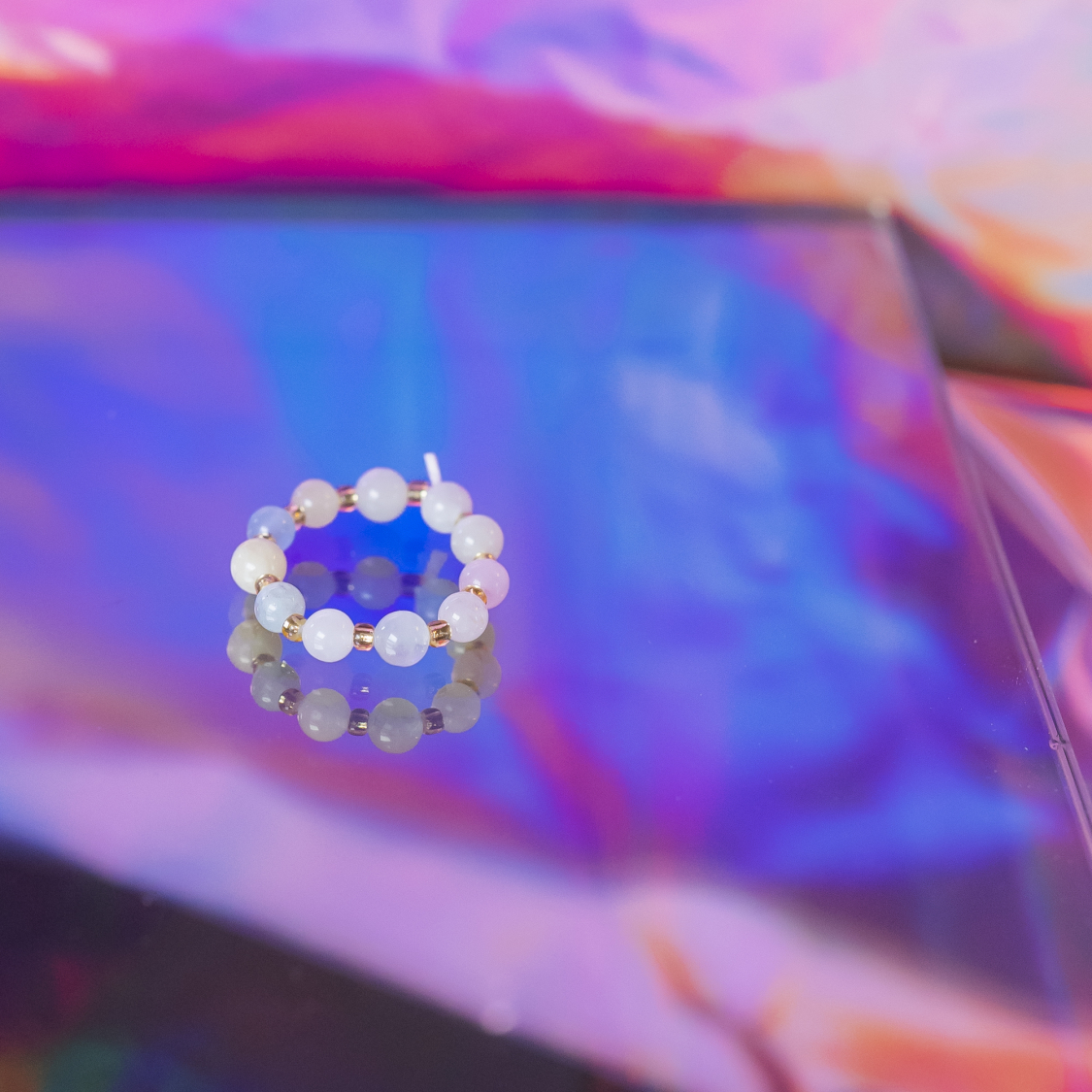 Ariel ring - Morganit og Glasperler fra le mosch