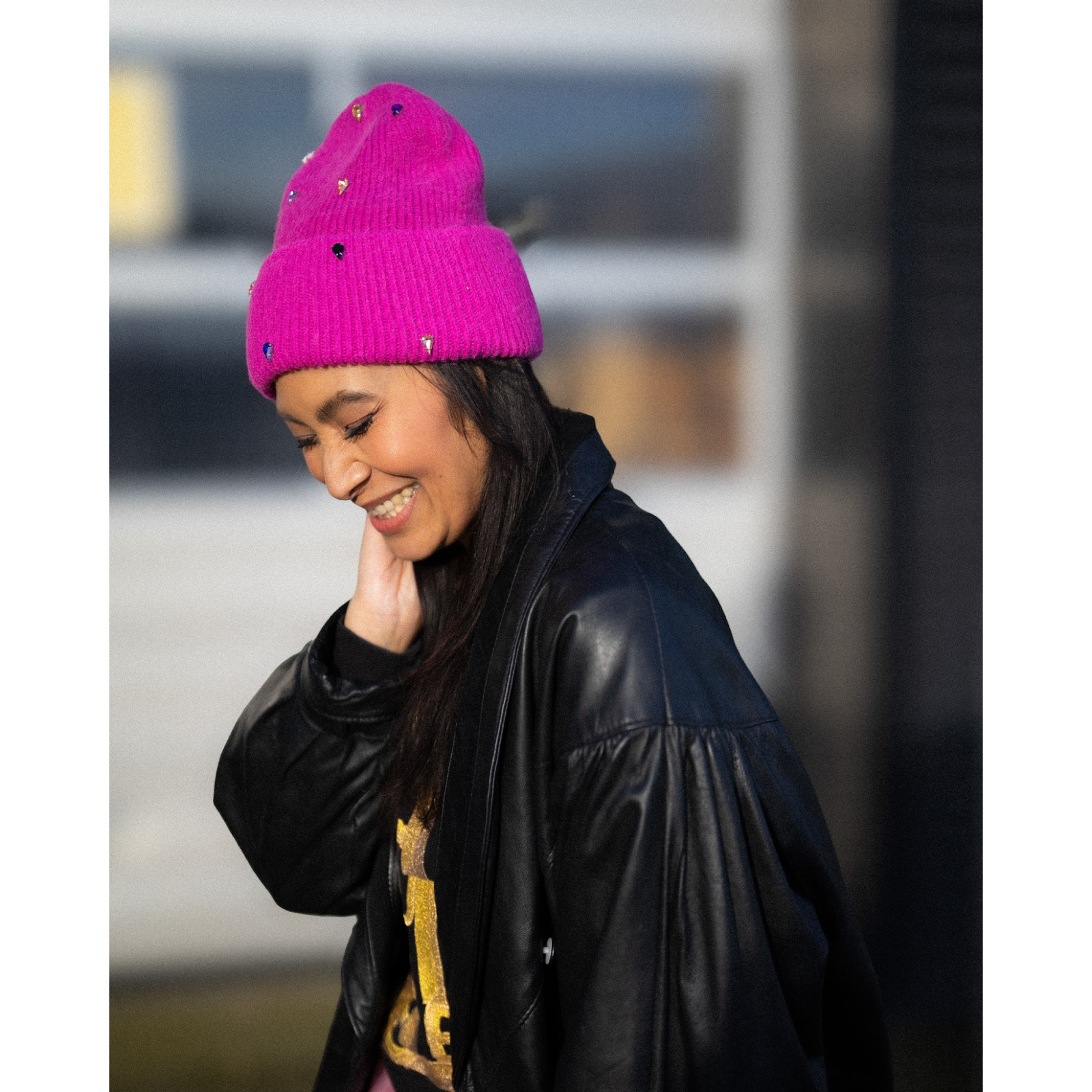 Brianna Beanie med similisten Pink fra le mosch