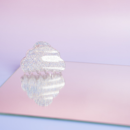 Mini Heaven hårklemme i Glitter hvid