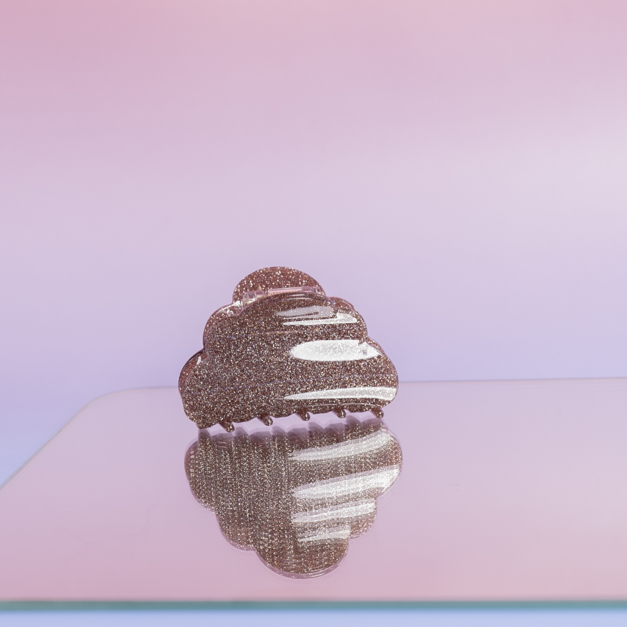 Mini Heaven hårklemme i Glitter Brun