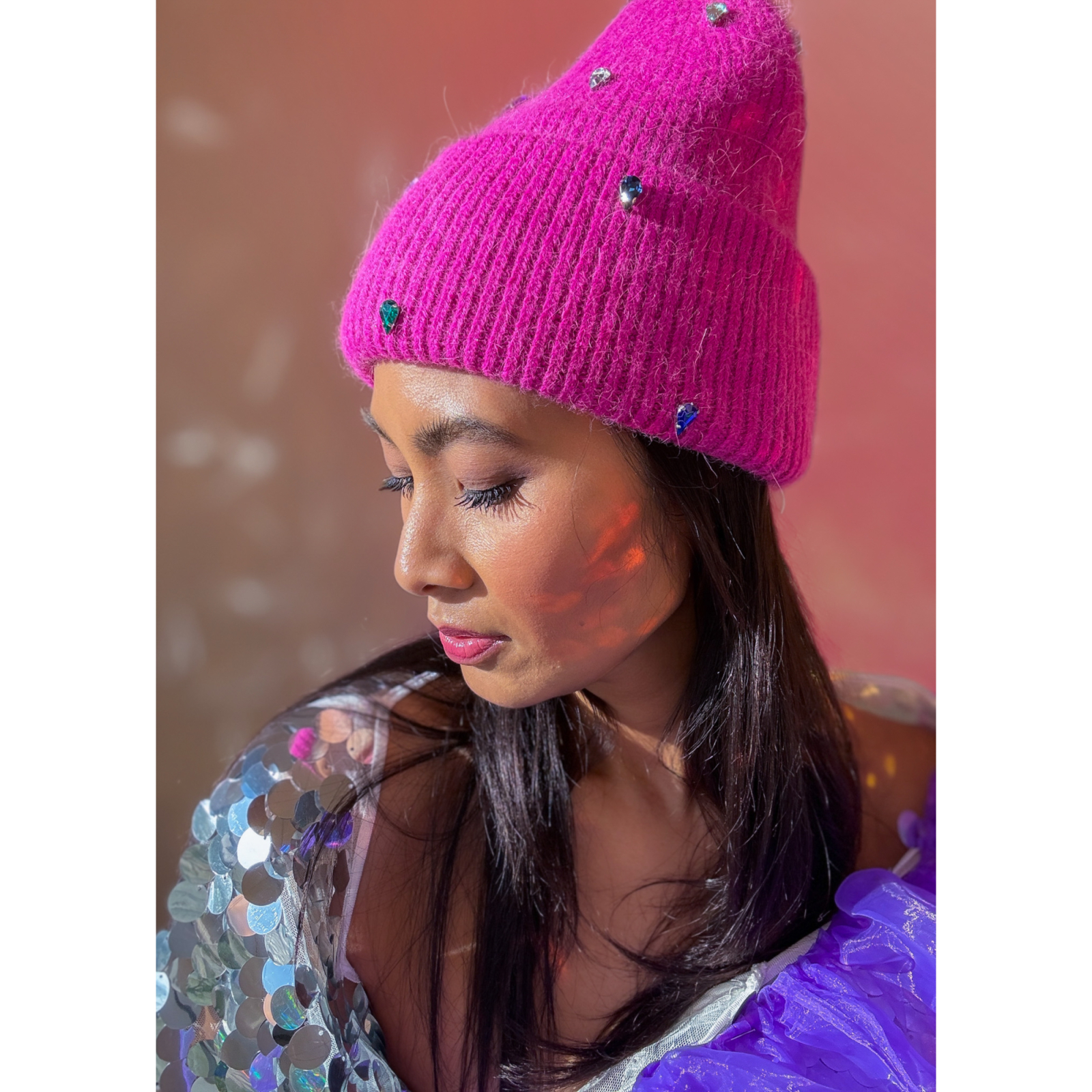 Brianna Beanie med similisten Pink fra le mosch