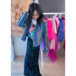 Rexine Paillet Nederdel i Blågrøn fra le mosch
