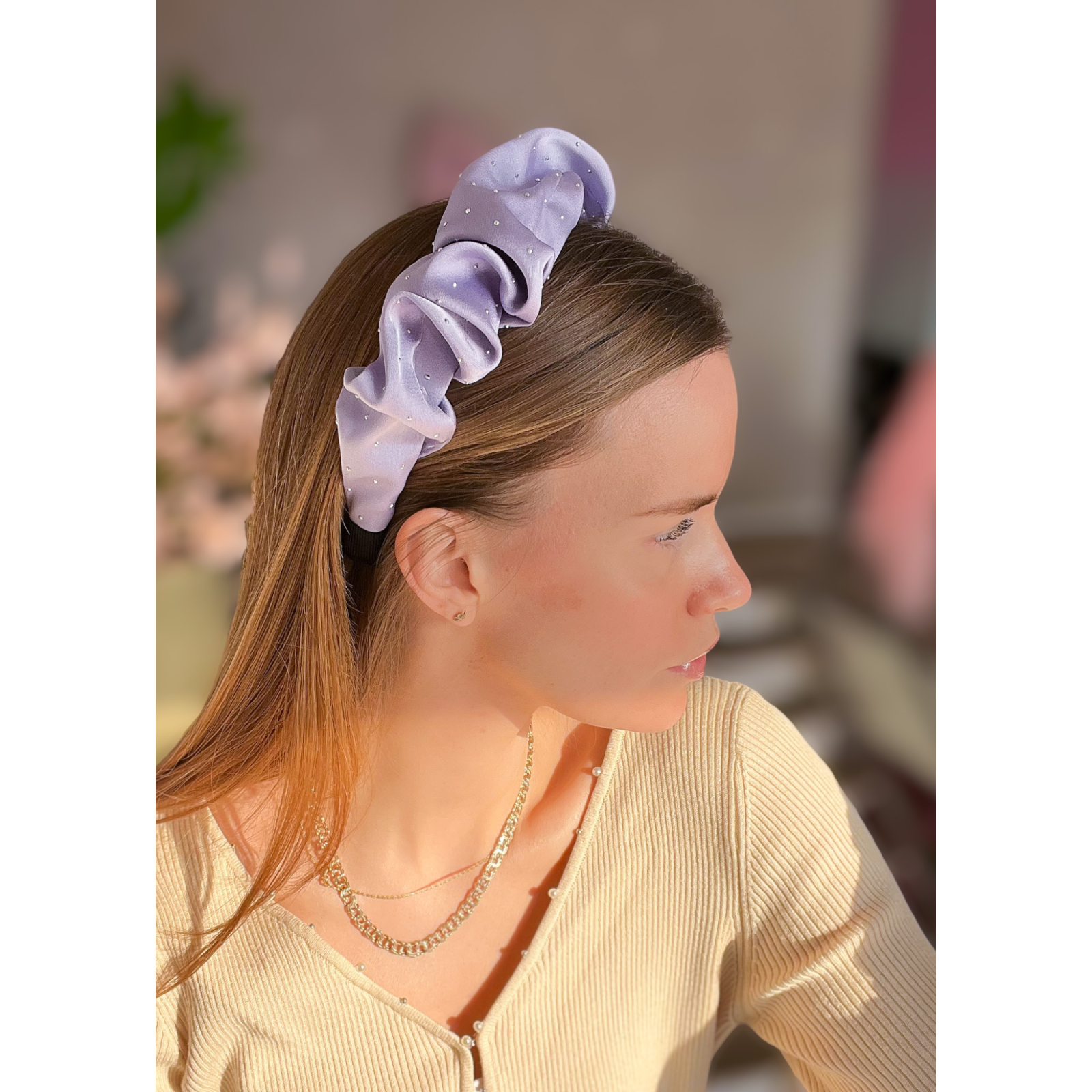 Dasha Hårbøjle i Lilla fra LÉ MOSCH, fin og fyldig hårbøjle, sommerhårbøjle, 