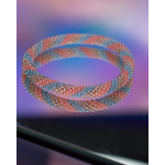 Nepal perle roll on armbånd i pudder og blå fra le mosch