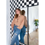 Lizan Top med bindebånd i sand fra LÉ MOSCH, bluse med bindebånd, let og feminin bomuldstop,