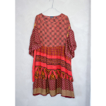 Alpana kjole no 104 fra LÉ MOSCH, farverig oversize kjole, unika kjole af genbrugsmaterialer, 