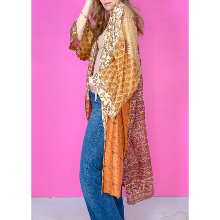 Minju Silkemix kimono no 1125 fra LÉ MOSCH, skøn unik og let kimono, super anvendelig kimono,