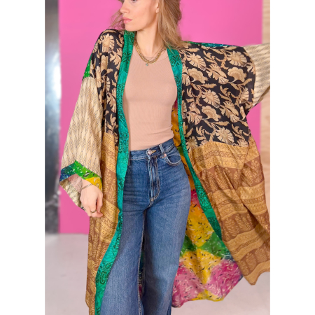 Minju Silkemix kimono no 1140 fra LÉ MOSCH, skøn unik og let kimono, super anvendelig kimono,