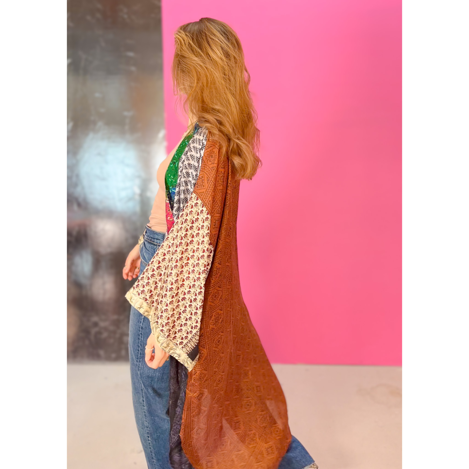 Minju Silkemix kimono no 1135 fra LÉ MOSCH, skøn unik og let kimono, super anvendelig kimono,