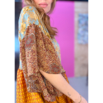 Alpana kjole no 93 fra LÉ MOSCH, farverig oversize kjole, unika kjole af genbrugsmaterialer, 