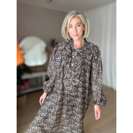Janta silkemix kaftan kjole med flæse no 91