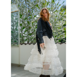 Thyra Tyl Nederdel i Creme fra LÉ MOSCH, let og anvendelig nederdel, smuk feminin sommer nederdel, 