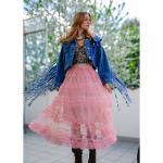 Thyra Tyl Nederdel i Pudder fra LÉ MOSCH, let og feminin nederdel, skøn anvendelig sommer nederdel, 