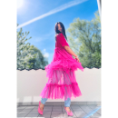 Tonya Tyl Kjole i Mørk Pink fra LÉ MOSCH Tonya Tyl Kjole i Mørk Pink fra LÉ MOSCH