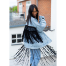 Vintage Vibes 007 denimjakke fra LÉ MOSCH, jakke med sorte frynser, cool og anderledes denimjakke, Vintage Vibes 007 denimjakke fra LÉ MOSCH, jakke med sorte frynser, cool og anderledes denimjakke,