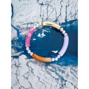 Maggie armbånd i smukke pasteller og hvide perler fra le mosch Maggie armbånd i smukke pasteller og hvide perler fra le mosch