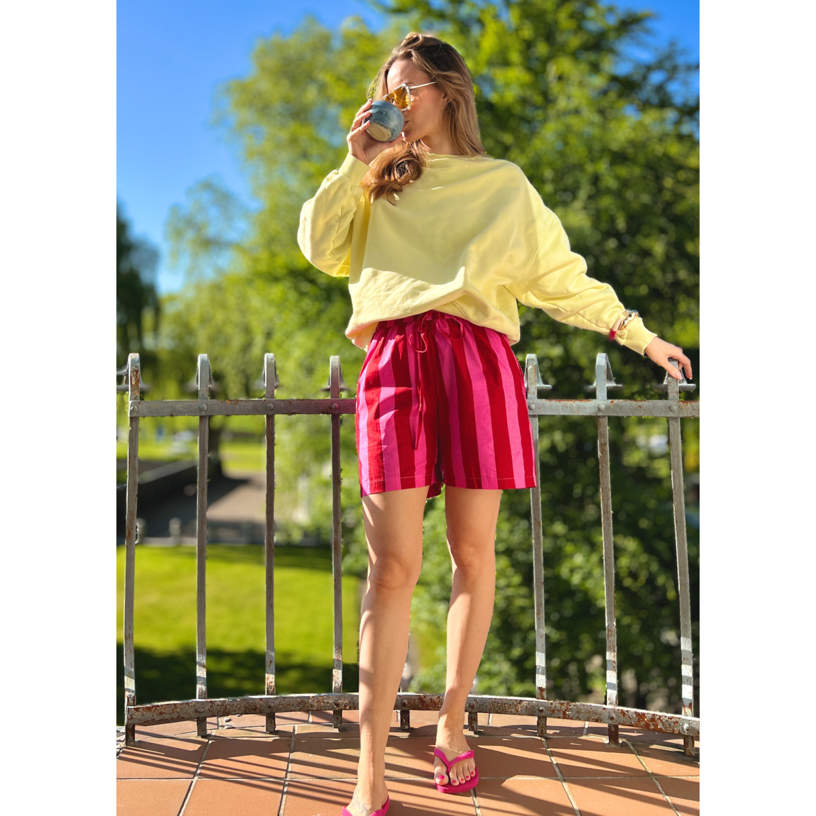 Lester Shorts i Rød Pink Strib fra le mosch