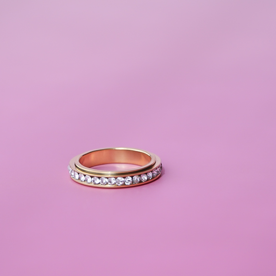 Tilo anti stress ring i forgyldt 2.0 fra LÉ MOSCH, bevægelig ring, beroligende ring, adhd ring,