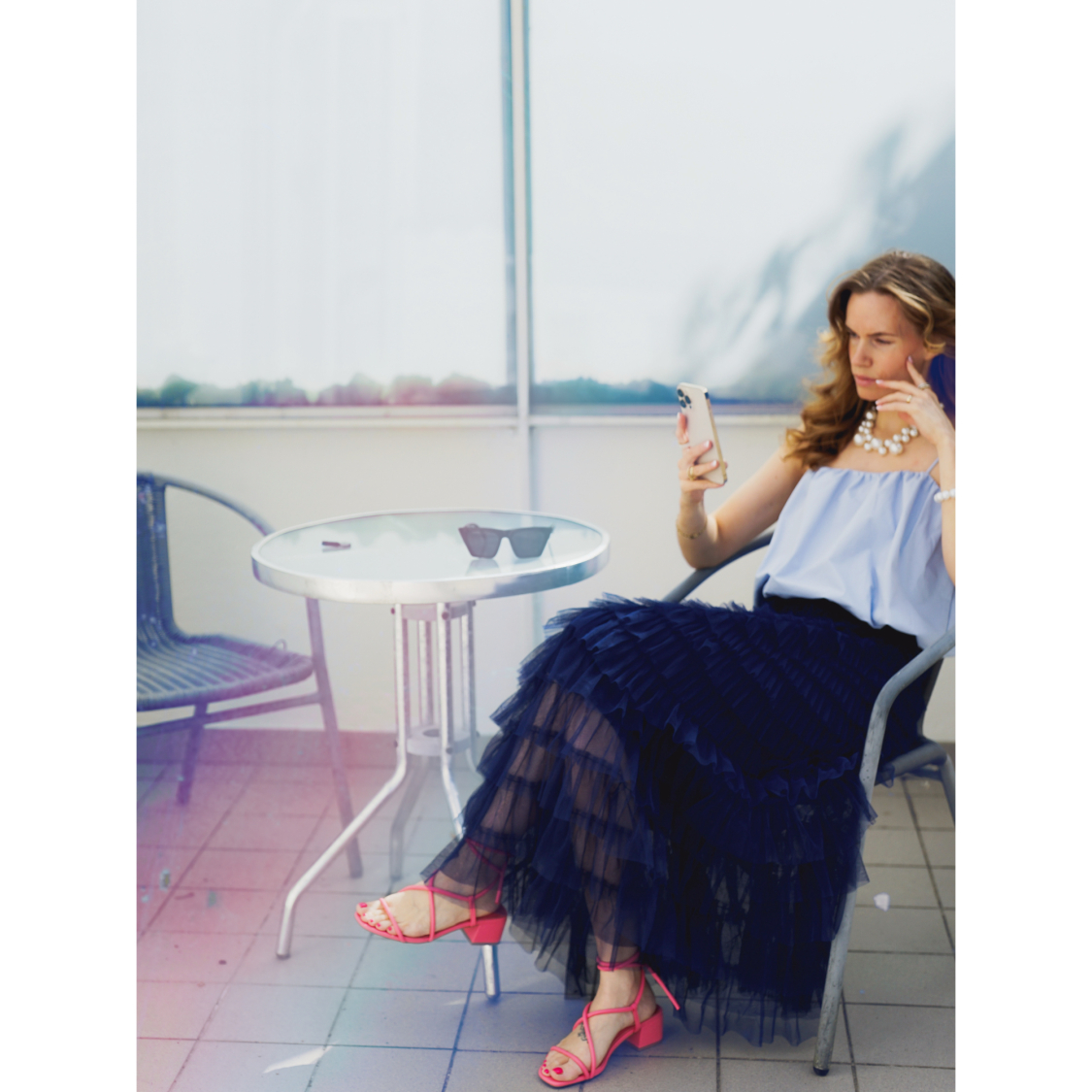 Tallulah Tyl Nederdel i Navy fra LÉ MOSCH, festlig nederdel, anderledes og anvendelig nederdel, 