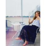 Tallulah Tyl Nederdel i Navy fra LÉ MOSCH, festlig nederdel, anderledes og anvendelig nederdel, 