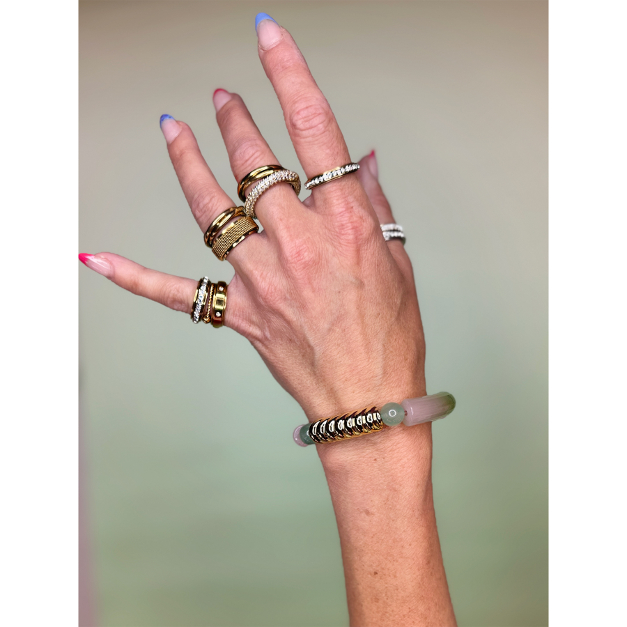 Clark unisex anti stress ring i forgyldt fra LÉ MOSCH, adhd ring, ring der giver ro i kroppen, 