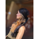 Dahlia blonde tørklæde i sort fra LÉ MOSCH, aflangt blondetørklæde, blonde bandana look, 