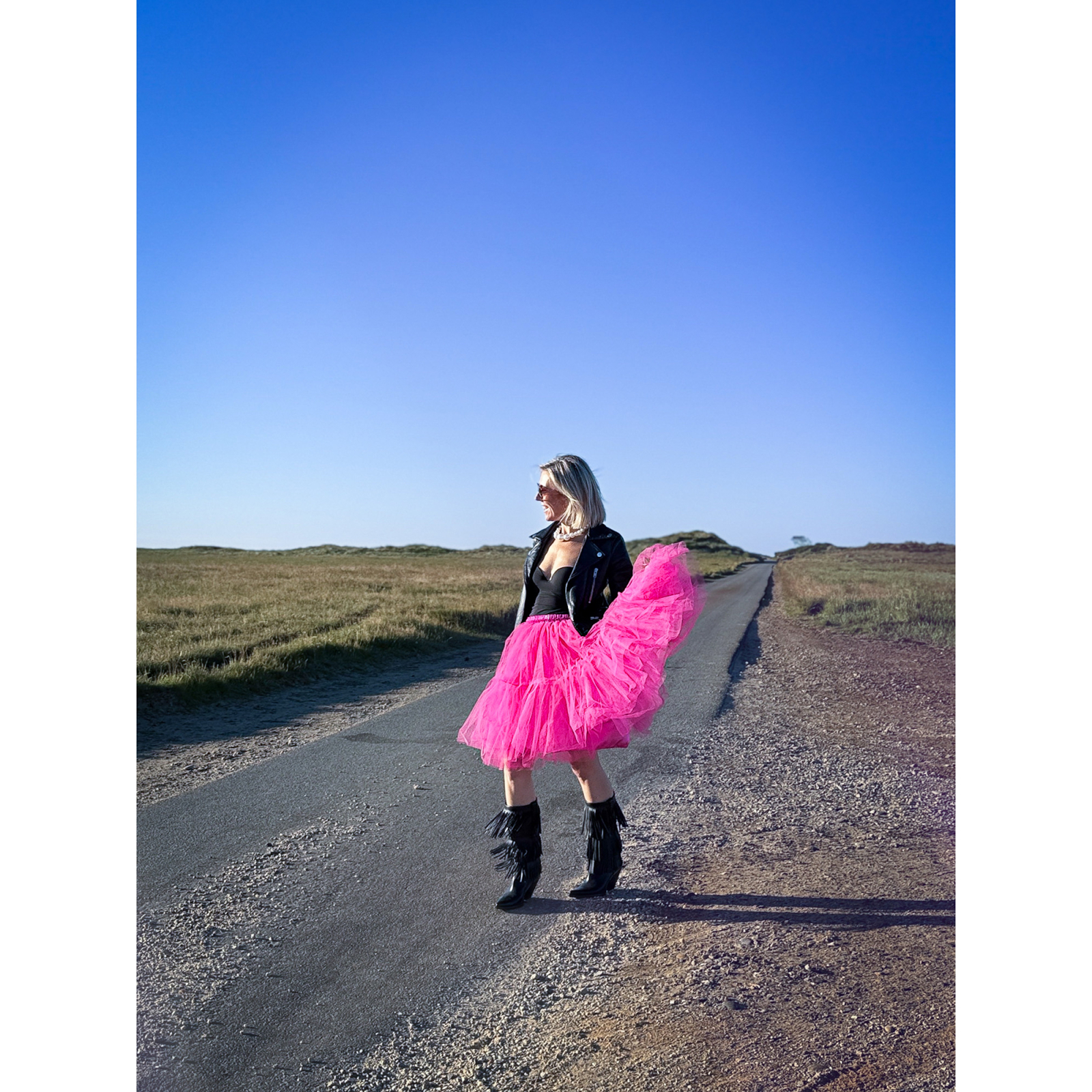 Carrie Tyl Nederdel I pink fra Le Mosch