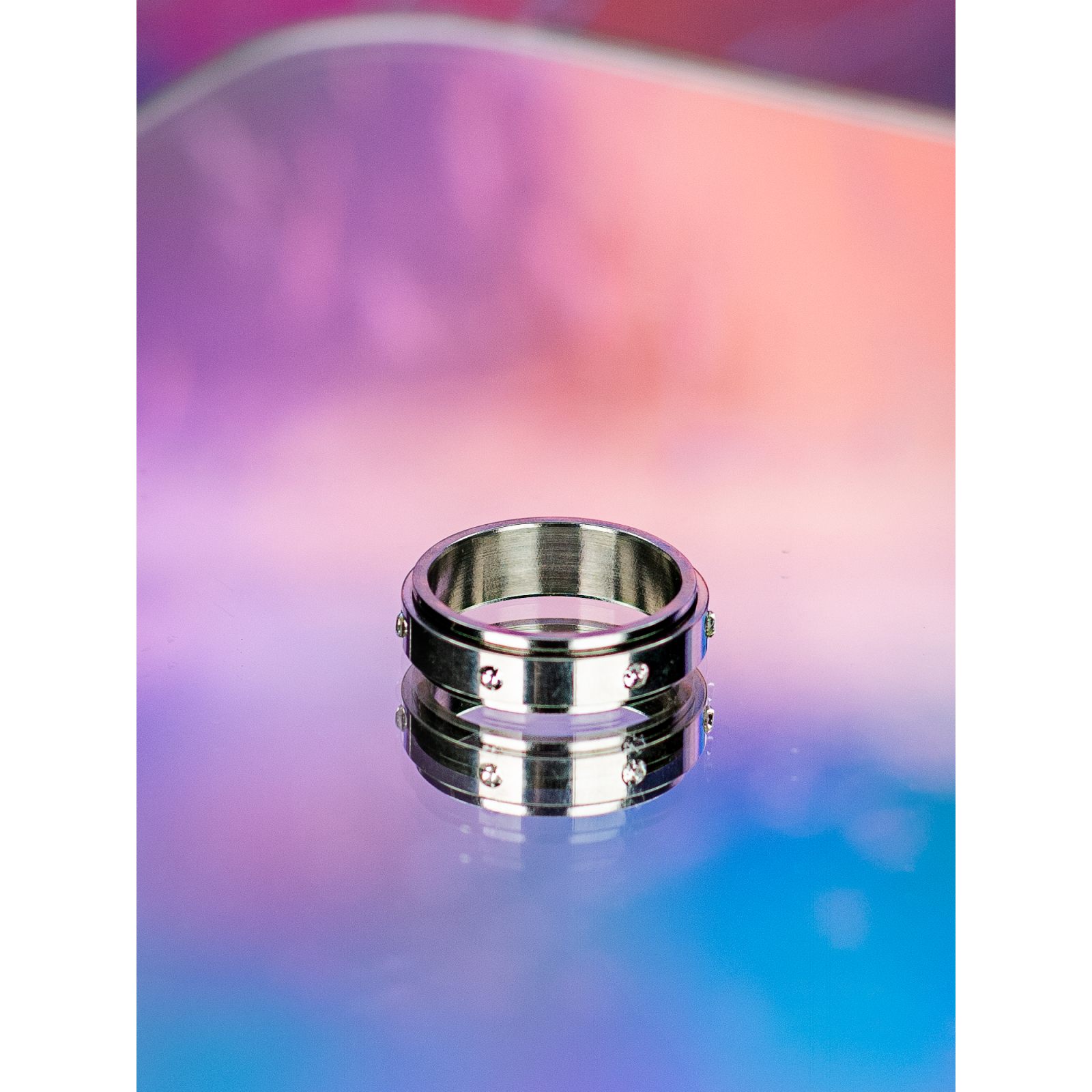 Mia anti stress ring i forsølvet fra LÉ MOSCH, bevægelig ring, beroligende ring, adhd-ring,