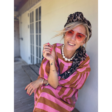 Lana kjole i Rosa Brun strib fra le mosch