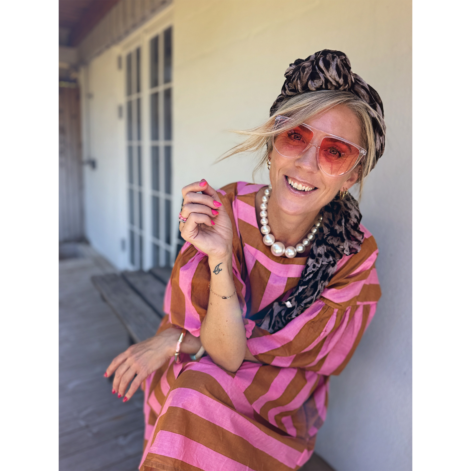 Lana kjole i Rosa Brun strib fra le mosch