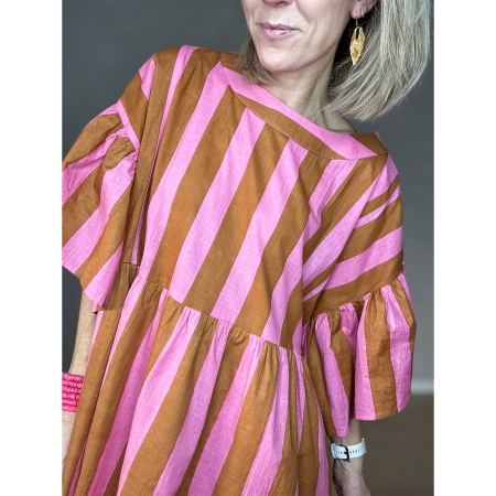 Lana kjole i Rosa Brun strib fra le mosch
