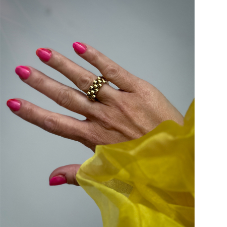 Celia anti stress ring i forgyldt fra LÉ MOSCH, bevægelig ring, beroligende ring, adhd ring,