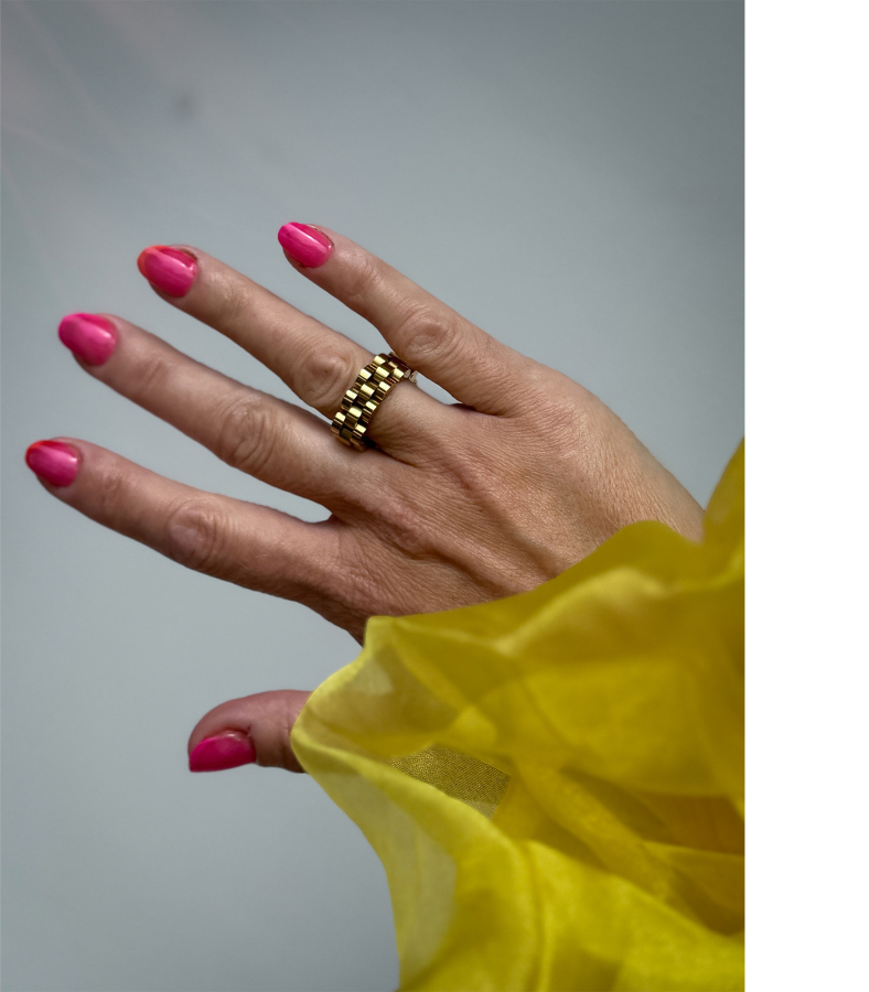 Celia anti stress ring i forgyldt fra LÉ MOSCH, bevægelig ring, beroligende ring, adhd ring,