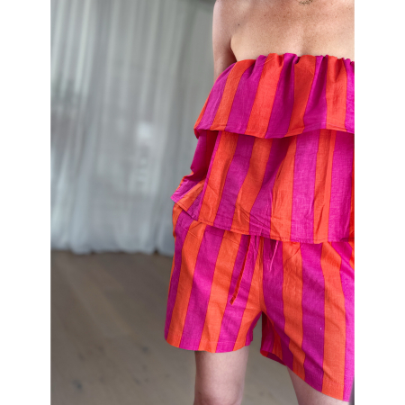 Lisell stropløs top i pink orange strib far le mosch