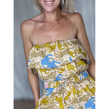 Lisell tube top med leoparder - creme fra le mosch