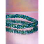 Håndbroderet Nepal Armbånd med Perler i Grønne nuancer fra LE MOSCH