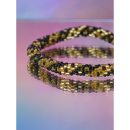 Håndbroderet Nepal Armbånd med Perler i Sort og Guld fra LE MOSCH