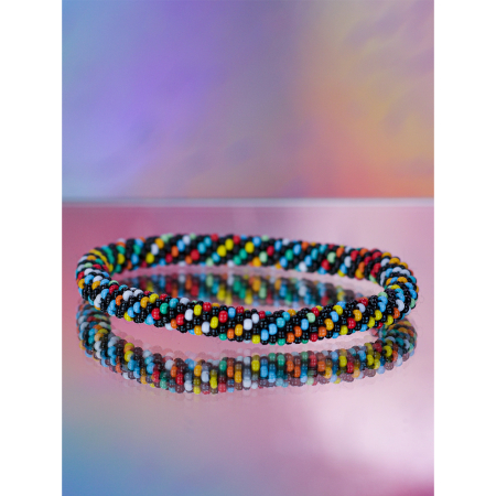 Håndbroderet Nepal Armbånd med Perler i pang farver fra LE MOSCH