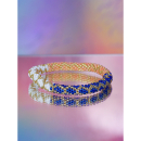 Håndbroderet Nepal Armbånd med Perler i Blå, Koral, Hvid og guld fra LE MOSCH Håndbroderet Nepal Armbånd med Perler i Blå, Koral, Hvid og guld fra LE MOSCH