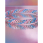 Håndbroderet Nepal Armbånd med Perler i Blå og Rosa fra LE MOSCH