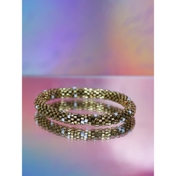 Håndbroderet Nepal Armbånd med Perler Guld fra LE MOSCH Håndbroderet Nepal Armbånd med Perler Guld fra LE MOSCH