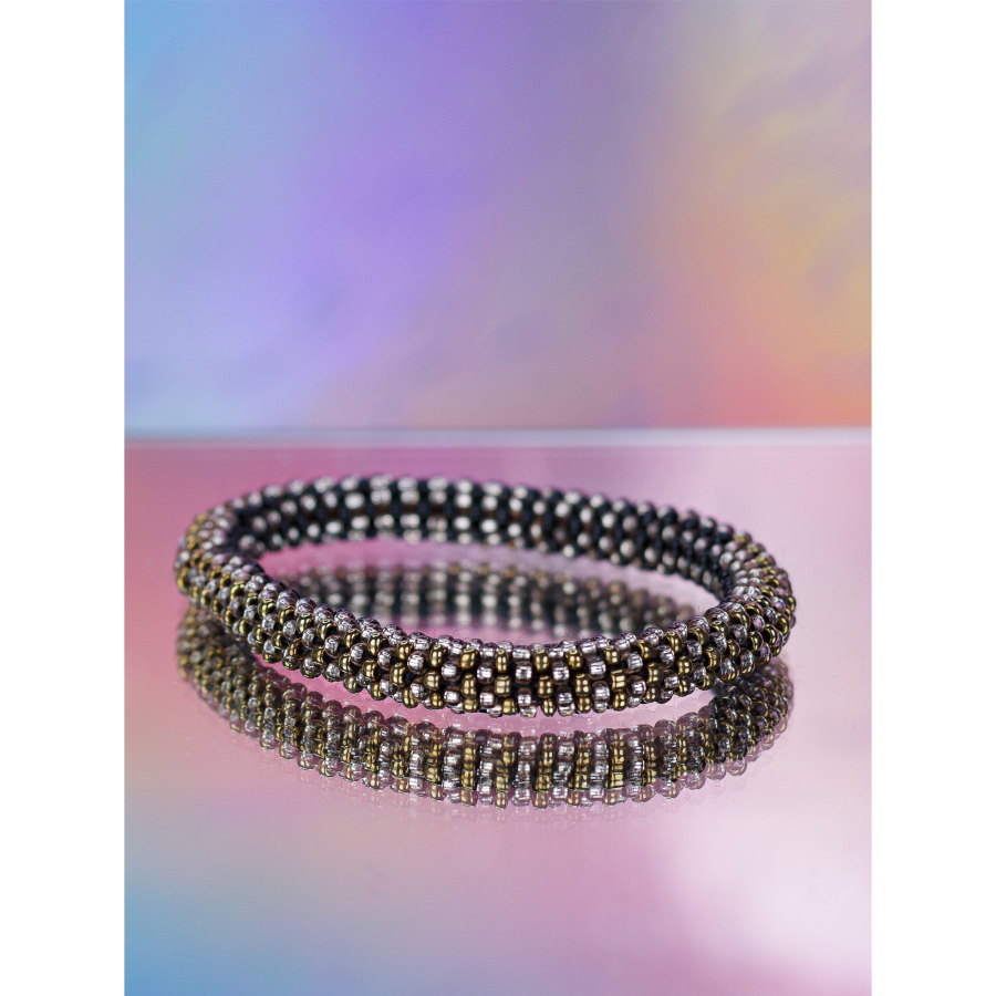 Håndbroderet Nepal Armbånd med Perler i jord farver fra LE MOSCH