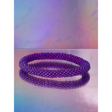 Håndbroderet Nepal Armbånd med Perler i Lilla Nuancer fra LE MOSCH