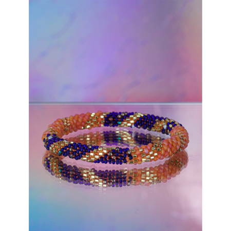 Håndbroderet Nepal Armbånd med Perler i jord farver fra LE MOSCH