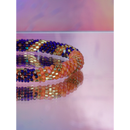 Håndbroderet Nepal Armbånd med Perler i jord farver fra LE MOSCH