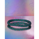 Håndbroderet Nepal Armbånd i smukke petroleumsgrønne farver fra LE MOSCH